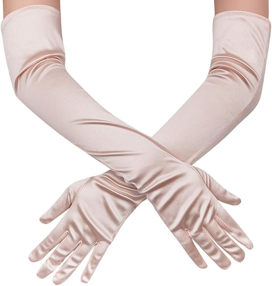 Xuhan 15"/ 21" Long Flapper Evening Opera Satin Gloves for Women Elbow Length 1920s | Amazon (US)