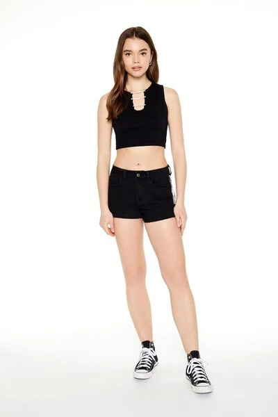 Rhinestone Fringe Denim Shorts | Forever 21