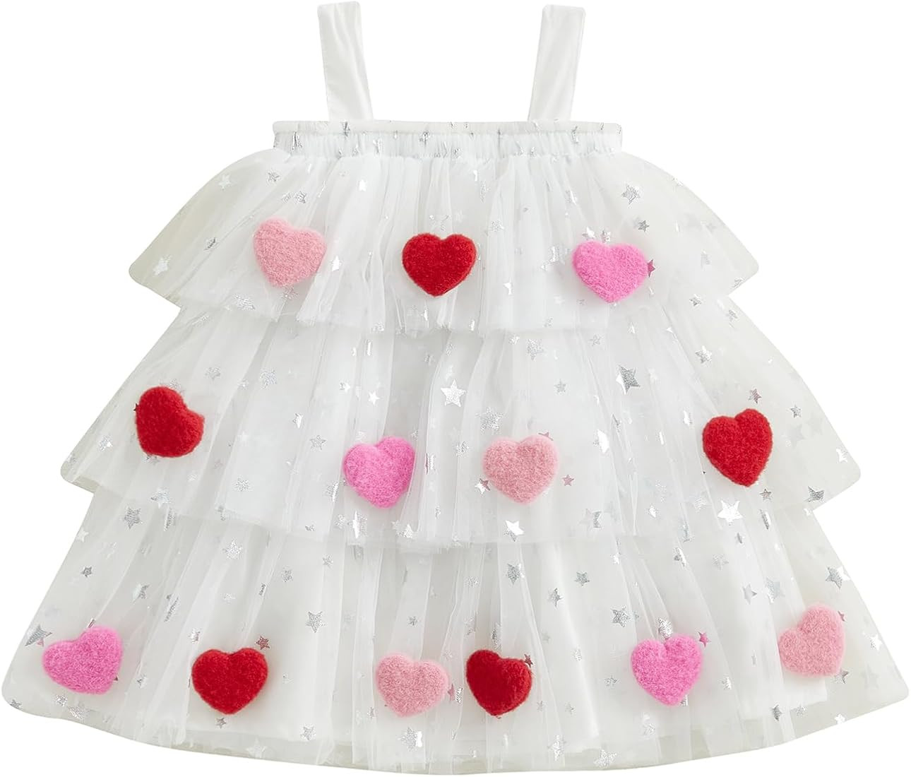 Eadrioss Toddler Baby Girl Valentines Outfits Sleeveless Valentines Dress Star Heart Red Pink Dre... | Amazon (US)