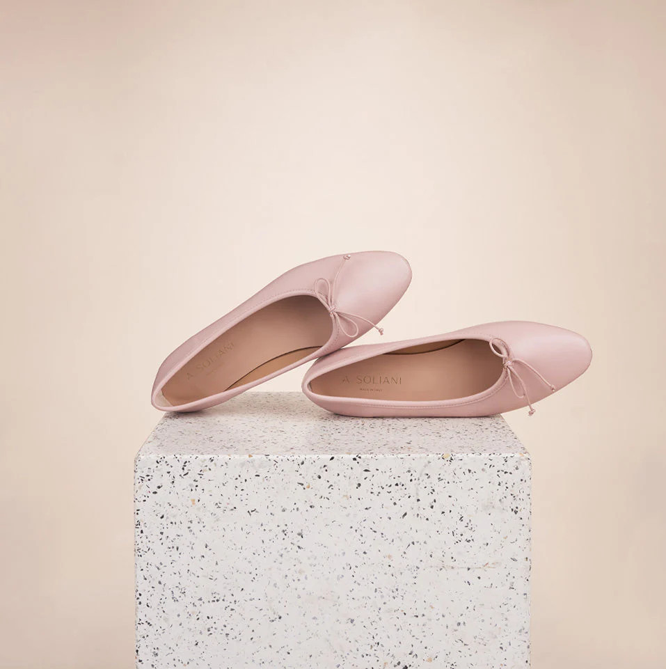 Como Italian Leather Ballet Flat in Blush | A. Soliani | A.Soliani