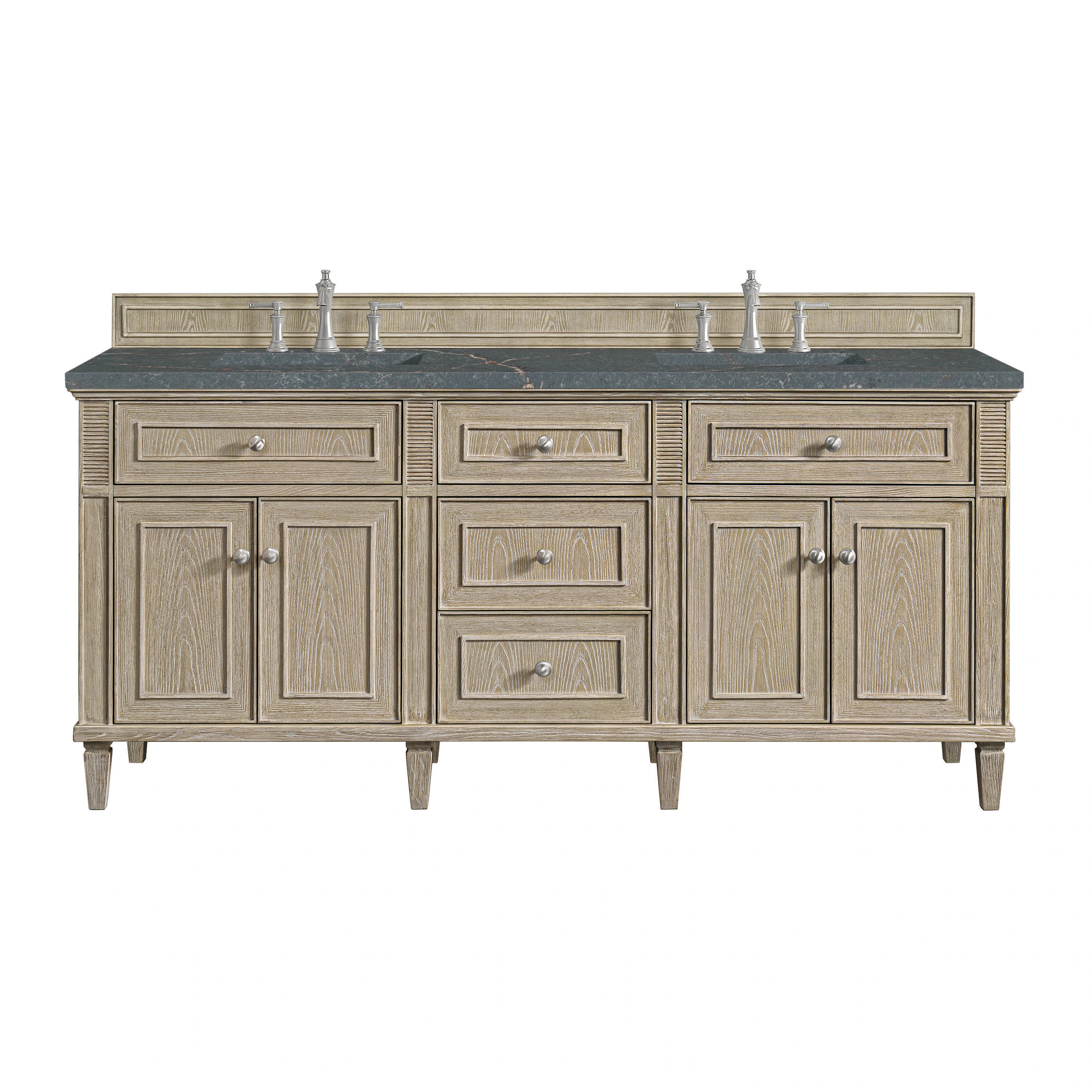 James Martin Vanities Lorelai 72-in Whitewashed Oak Undermount Double Sink Bathroom Vanity with Parisien Bleu Quartz Top (Fully Assembled) in Brown | Lowe's