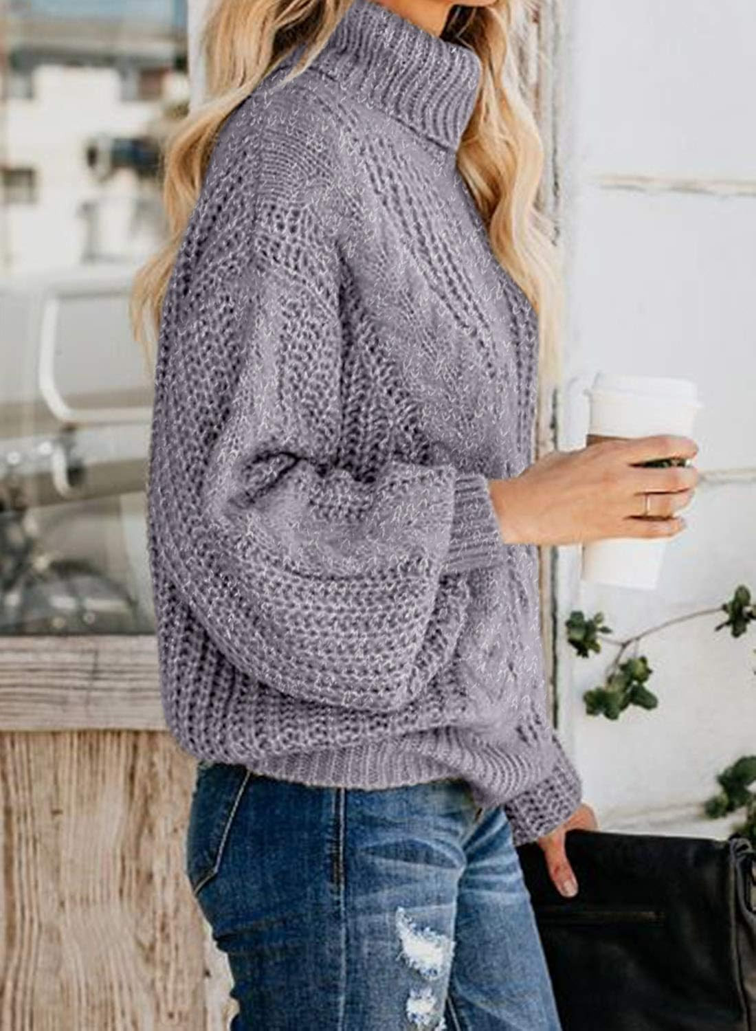 Chase Secret Womens Turtle Cowl Neck Solid Color Soft Comfy Cable Knit Pullover Sweaters S-2XL | Amazon (US)