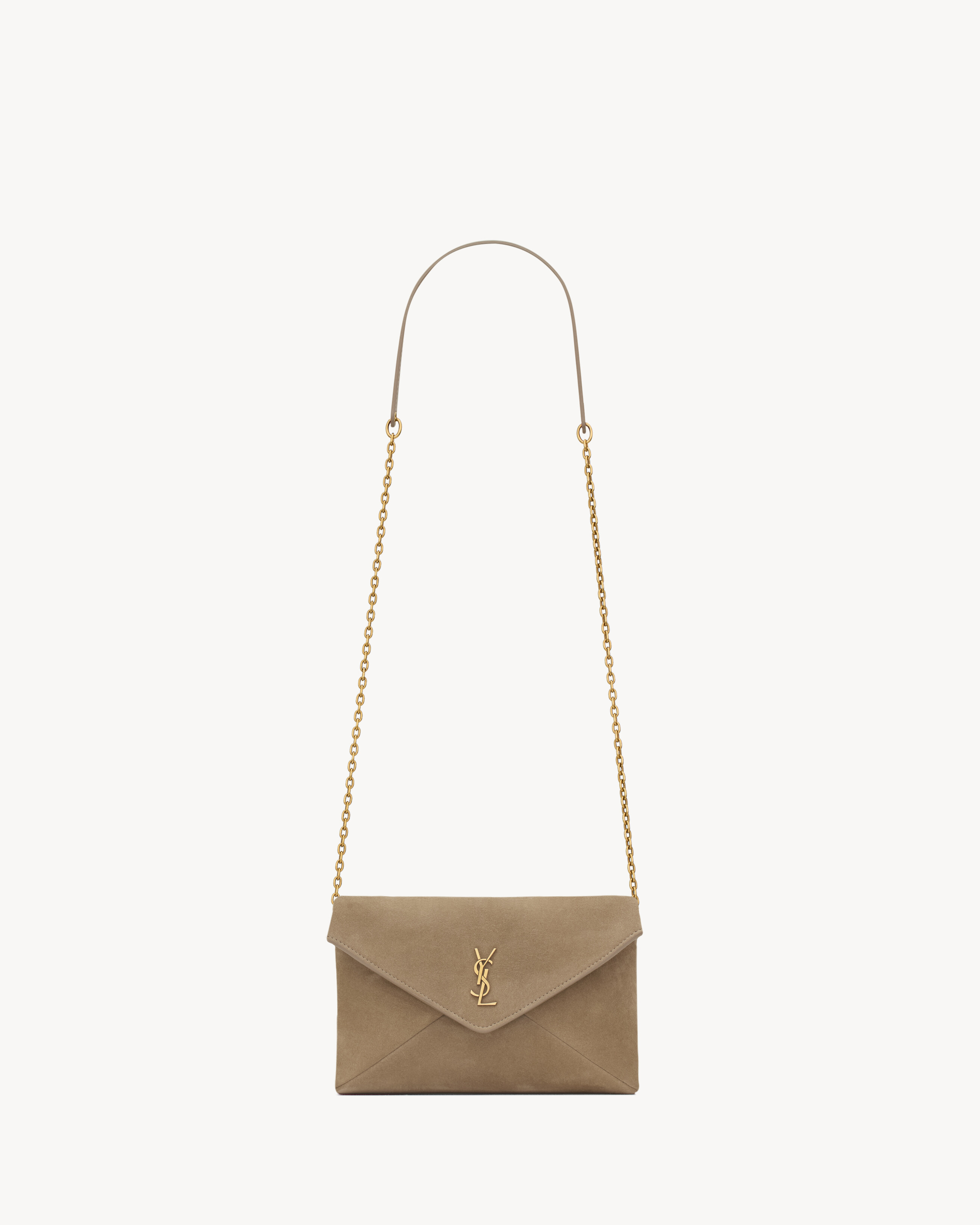 CASSANDRE small chain pouch in suede in Beige | Saint Laurent | YSL EN-NL | Saint Laurent Inc. (Global)