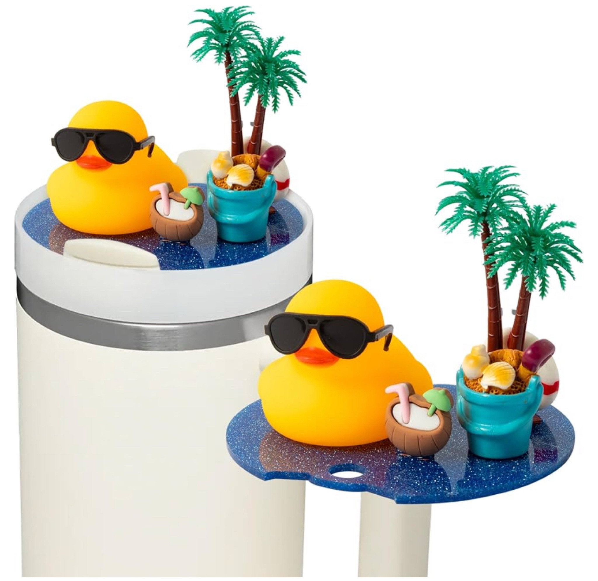 Yellow Duck Cup Topper Decoration - Summer Beach Mini Duck Lid Plate Topper for Sport Cup 40oz Accessory Tumbler Water Bottle Glitter Bling Cover Cap for Valentine's Day Birthday Gift Supply

#LTKStyleTip