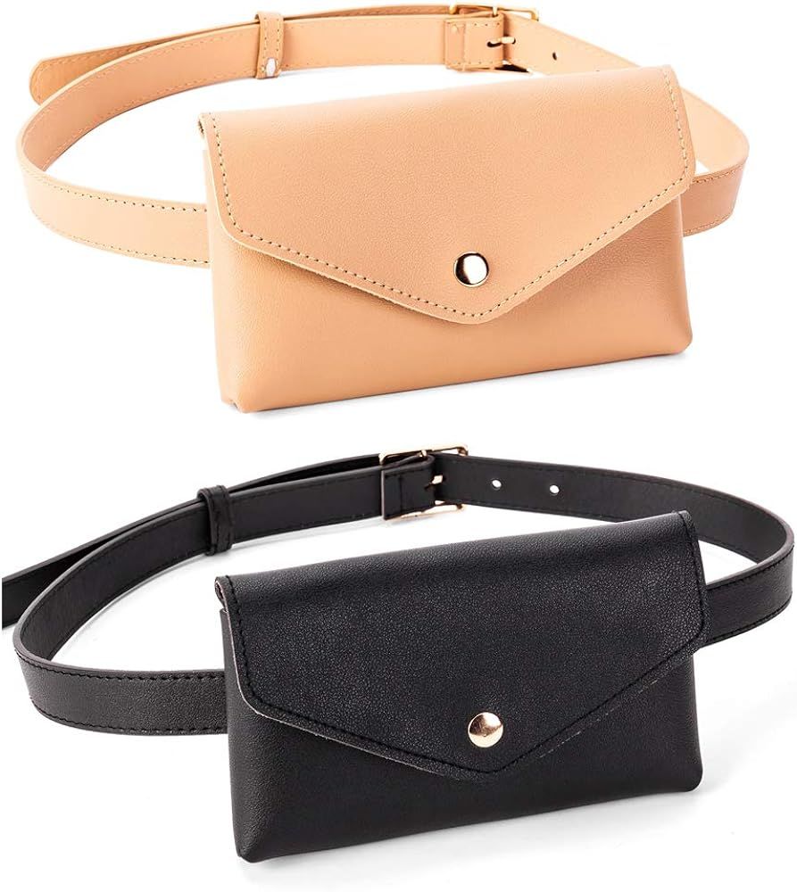 D.LerBung 2 Pieces Womens Fanny Pack Leather Belt with Removable Belt Waist Pouch Fashion Belt Ba... | Amazon (US)