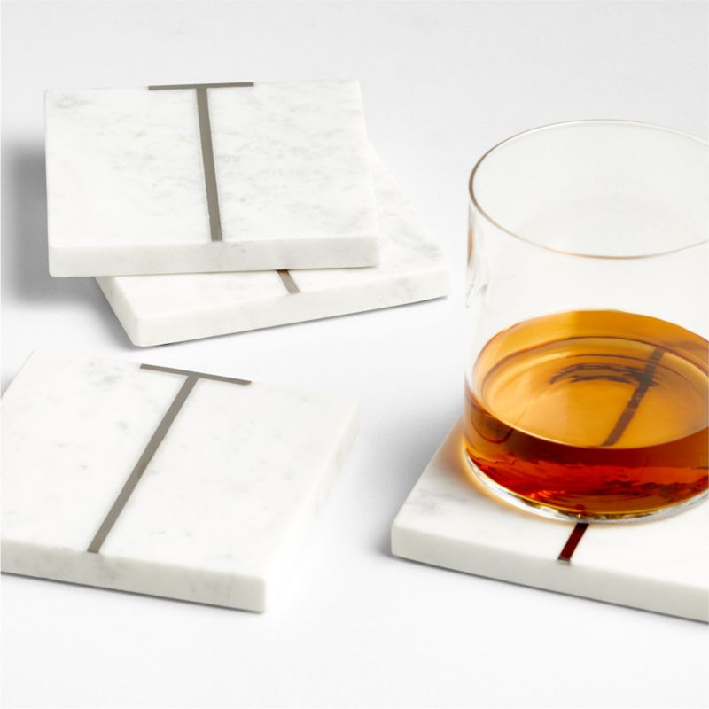 Marble "T" Monogram Coasters, Set of 4 + Reviews | Crate & Barrel | Crate & Barrel