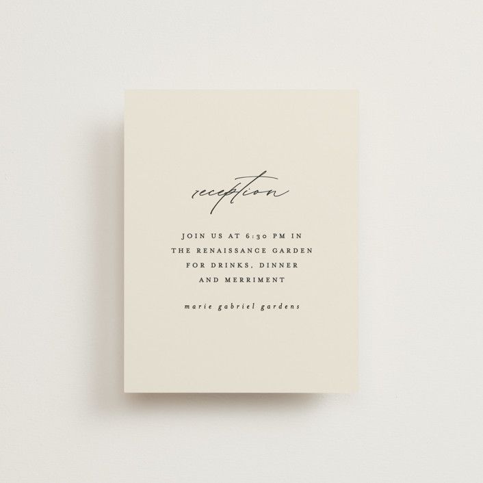 "Delicate Script" - Customizable Reception Cards in Beige by Angela Thompson. | Minted