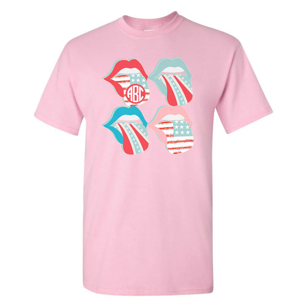 Monogrammed 'Flag Tongues' Basic T-Shirt | United Monograms