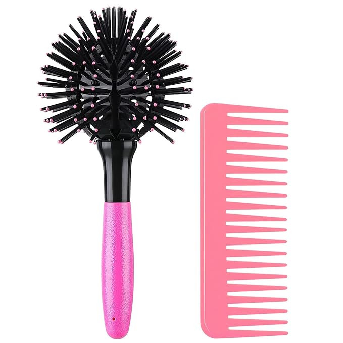 3D Bomb Curl Hair Brush 360° Round Styling Hair Brush Detangling Hairbrush Spherical Ball Brush ... | Amazon (US)