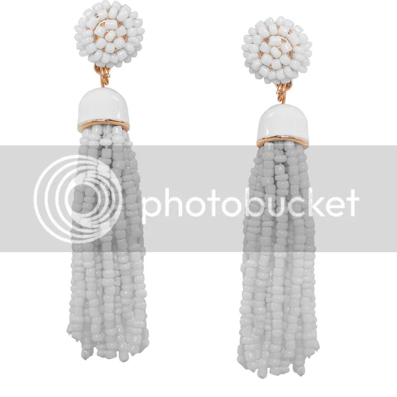 Lightweight Soiree Tassel Earrings Beaded Fringe Drop Statement Dangles In White | Humble Chic (NY)