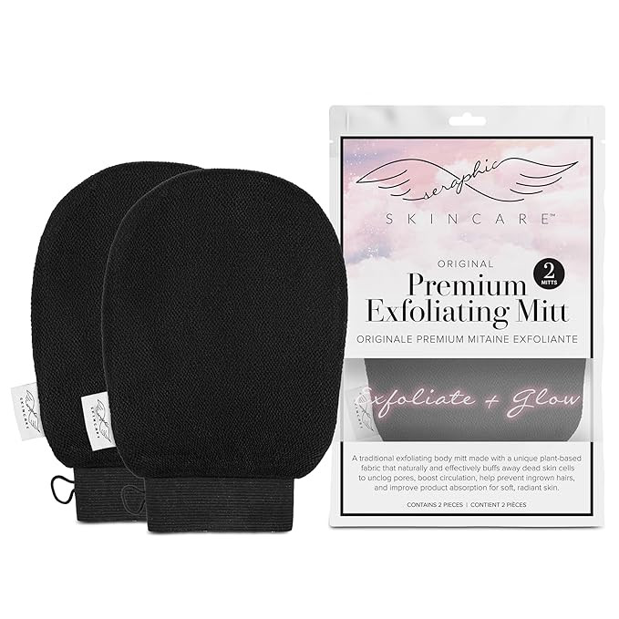 Seraphic Skincare (Original) Premium Exfoliating Mitt for Body (2pc) – 100% Vegan Viscose Tradi... | Amazon (US)