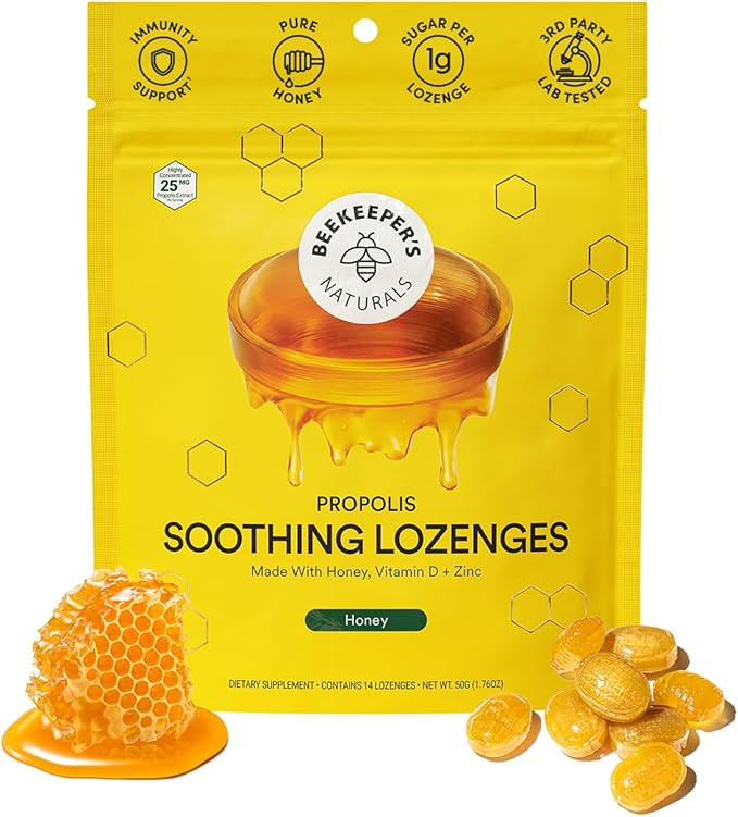 Soothing Honey Cough Drops - Immune Support with Vitamin D, Zinc and Propolis - by Beekeeper's Na... | Amazon (US)