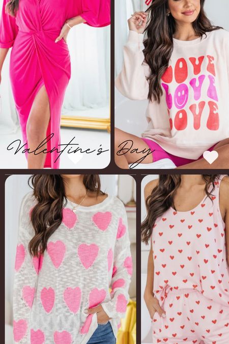 Valentines Day outfit ideas
Pink lily boutique
Heart shirt 
Pink dress
Women’s pajama set
Graphic tee

#LTKunder100 #LTKstyletip