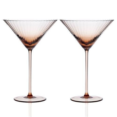 Caskata Quinn Modern Classic Amber Martini Glass - Set of 2 | Kathy Kuo Home