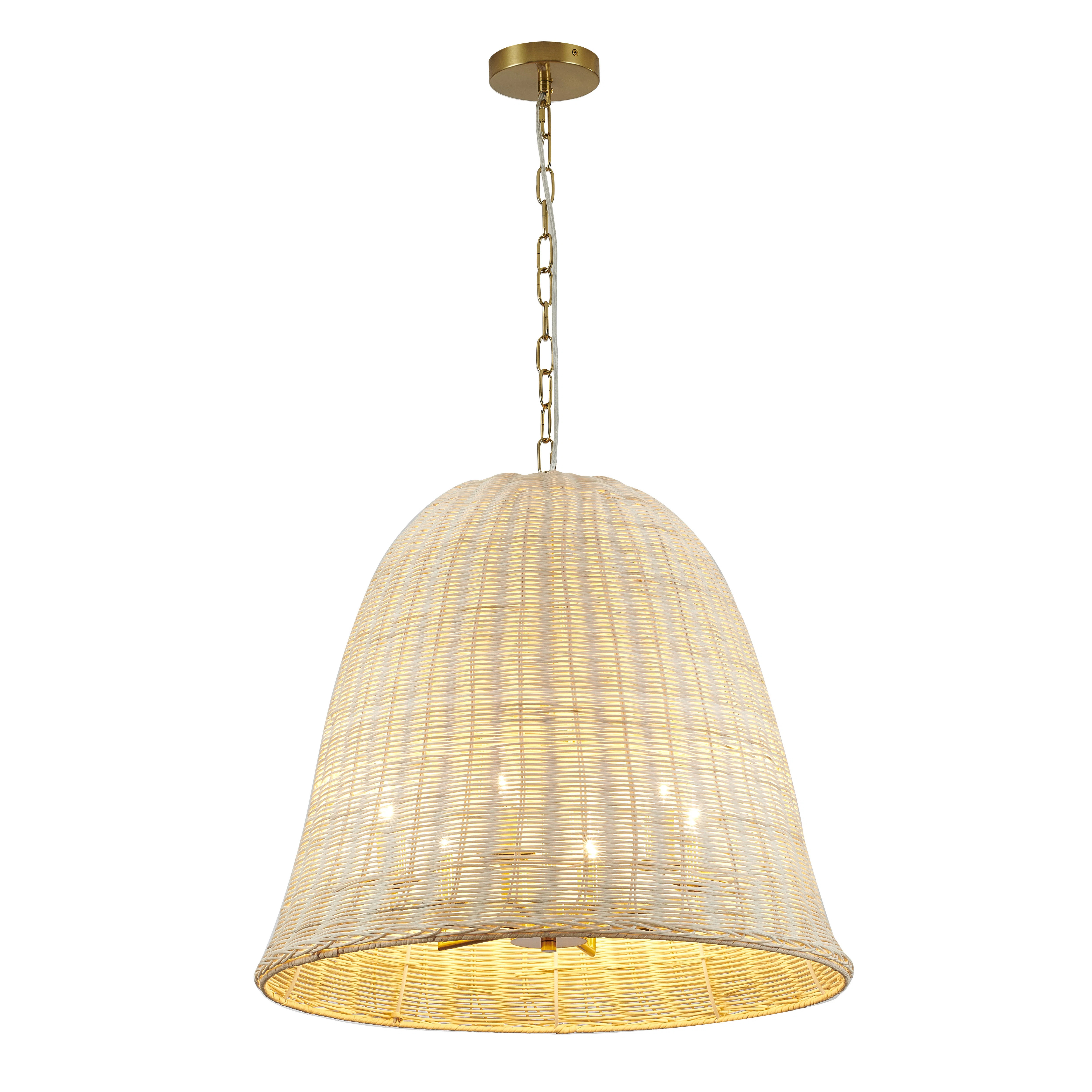 Ambreen 6-Light Brass Chandelier With A Natural White Wood Vine Basket Shade | Wayfair North America