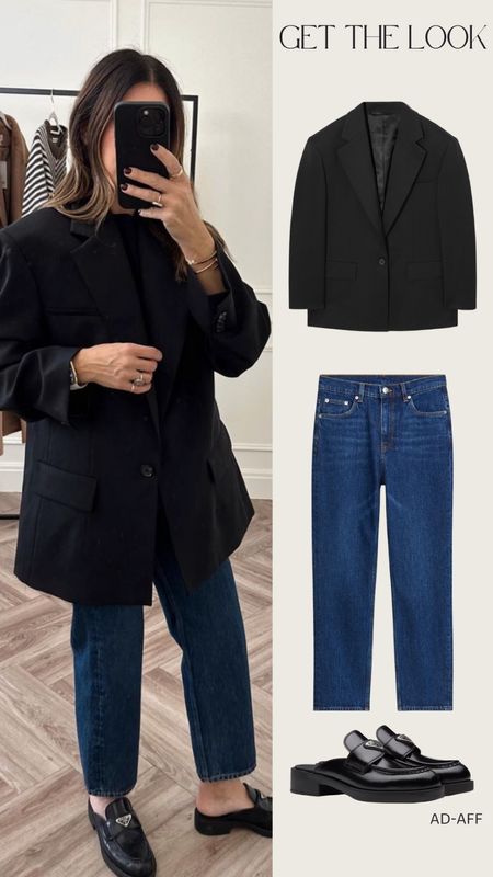 Boxy oversized blazer, paired with dark denim jeans and Prada backless loafers 🖤

#LTKstyletip #LTKSeasonal #LTKshoecrush