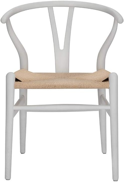Tomile Wishbone Chair Y Chair Solid Wood Dining Chairs Rattan Armchair Natural (Beech-White) | Amazon (US)