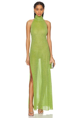 Oseree Lumiere Turtleneck Dress in Lime from Revolve.com | Revolve Clothing (Global)