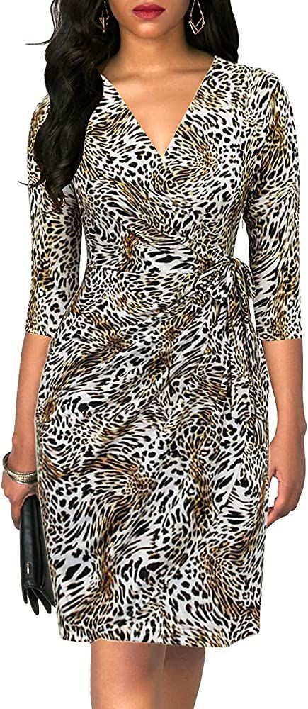 3/4 Sleeve Daux Wrap Dress | Amazon (US)