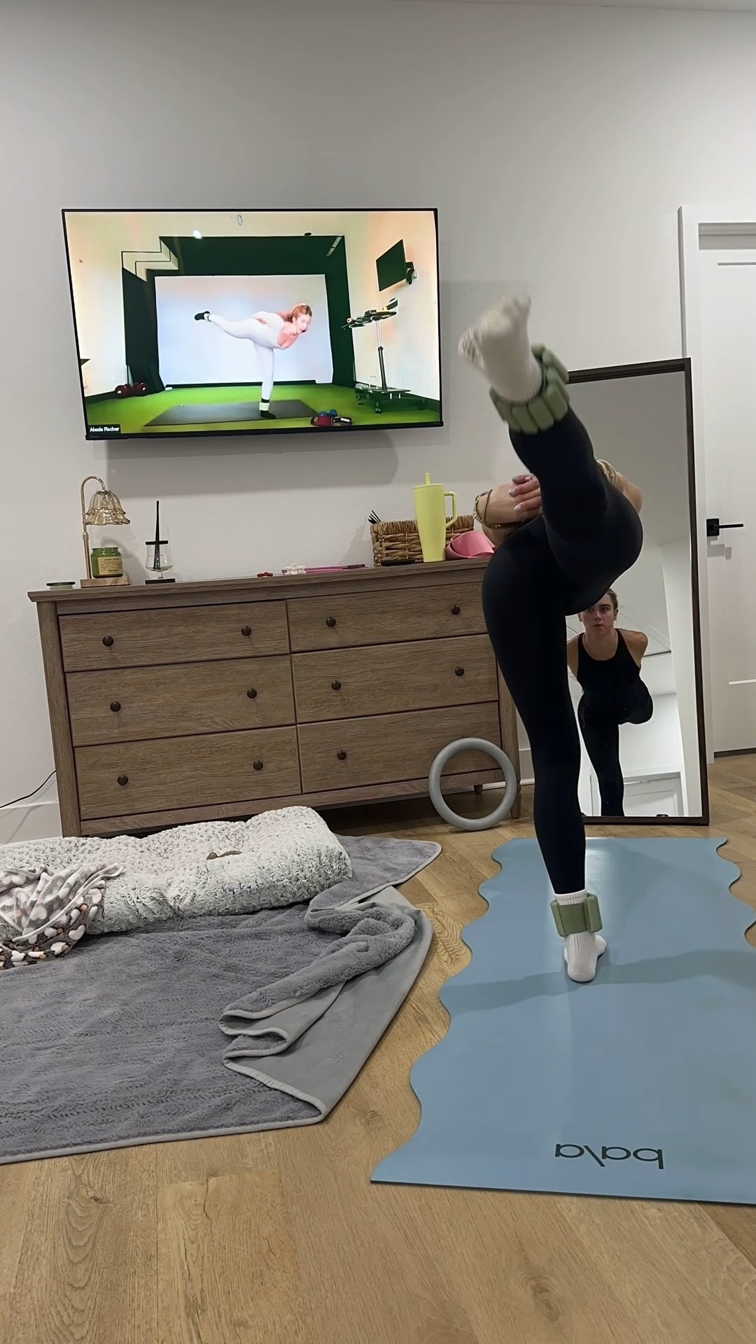 My workout set is from Rhoback today. I’m wearing the Rhoback vista crop top size XS and the vista high rise black leggings size XS. (RHOBACK: My coupon code: SV-F4B39E0JGH8Y). 

My workout and workout gear for my daily workout. I take pilates classes from @lexfish on Instagram she has a whole online platform and membership! Most of my pilates gear and tools are from Bala. Bala use code SLOANE15. 
#workoutgear #workoutwear #pilates #ootd #outfit #athleticwear #athleticoutfit #bikershorts #sportsbra #pilatesoutfit #athleisure #bala #pilatesworkout #pilateslovers #pilatestiktok #balabangles

#LTKfitnessgoals #LTKActive #LTKmorningroutine