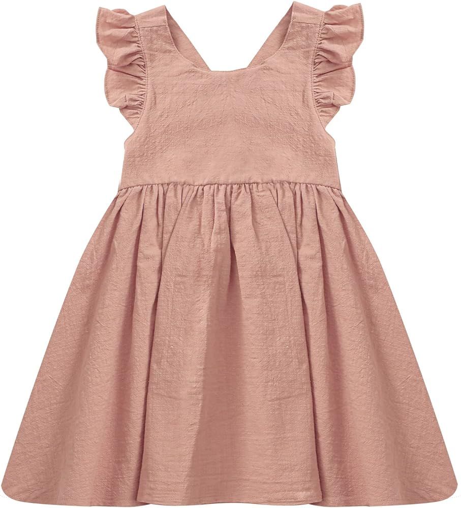 Happy Cherry Toddler Baby Girls Dresses Cotton Linen Dress Princess Ruffle Sleeveless Sundress Ca... | Amazon (CA)