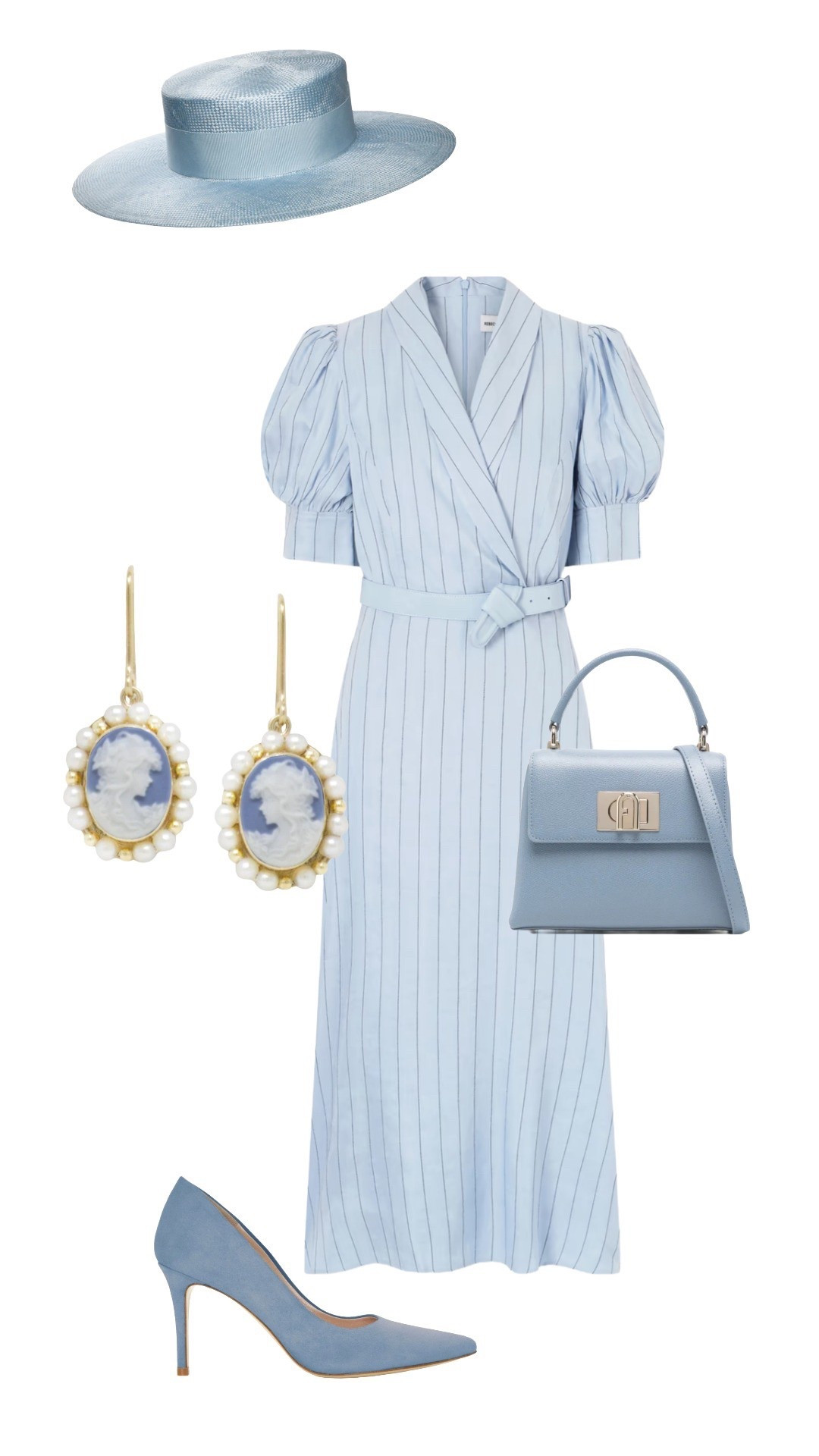 How elegant is this blue stripe midi? Dress up for occasions like weddings or a day at the races, or just wear with ballerinas for a cute summer dress when you want to impress with your effortless style! 

Blue Pinstripe Wrap Midi Dress - Rebecca Vallance at Net a Porter

Blue 1927 Mini Top Handle Bag - Furla at Farfetch

Powder Blue Shoes - Emmy London (clutch bag also available)

Sky Blue / Gold Cameo Drop Earrings (necklace available) - Vintouch at Wolf & Badger

Powder Blue Straw Boater Hat - Whiteley at Village Hats (not on ShopLTK)

#LTKluxury #LTKeurope #LTKdresses