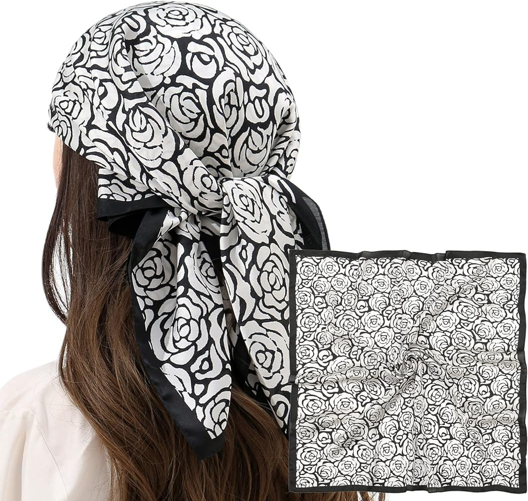 RIIQIICHY Women Head Hair Scarf Like Satin Silk Scarf Sleeping Hair Wrapping Night 27.5" | Amazon (US)