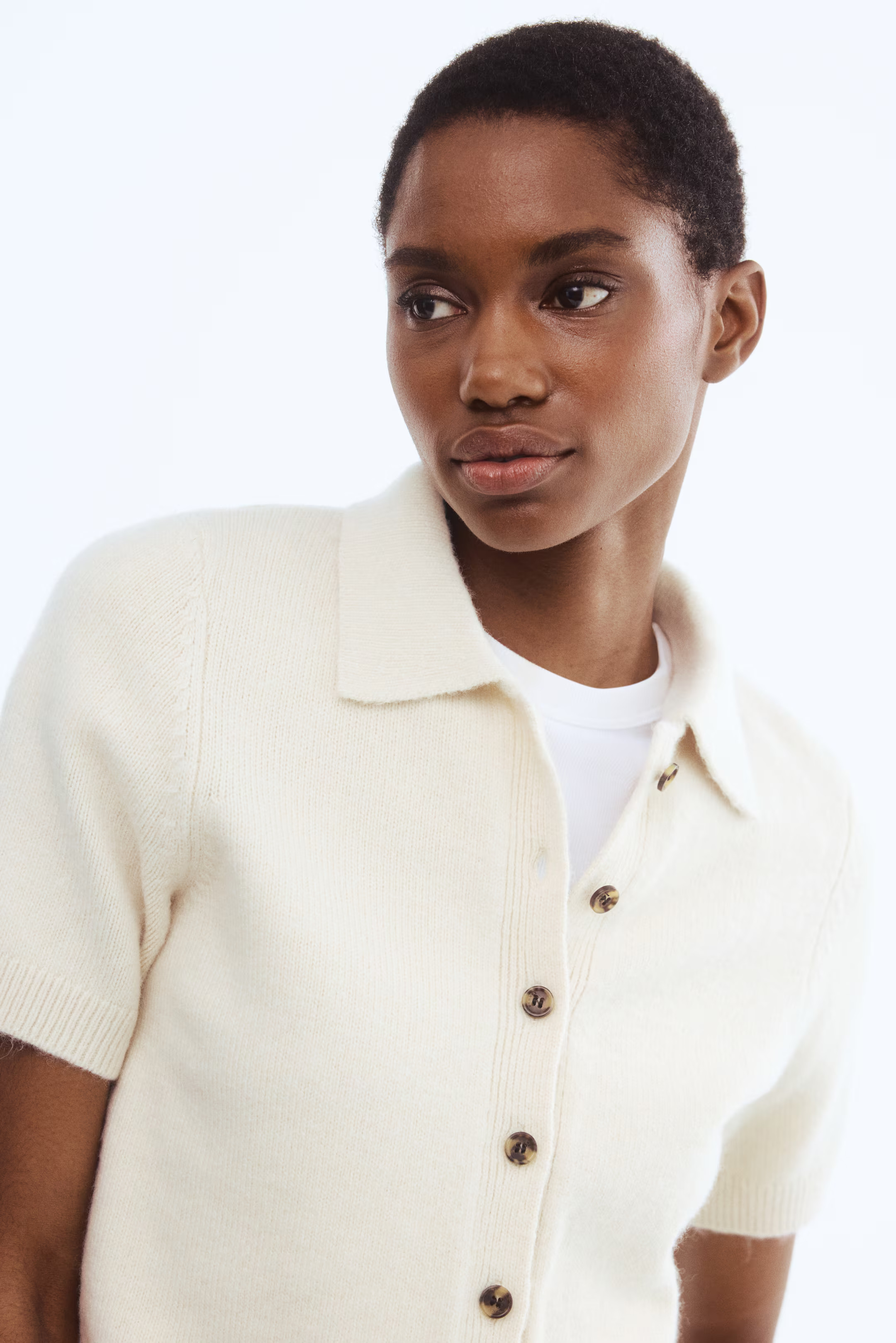 Short-Sleeved Cardigan with Collar | H&M (US + CA)