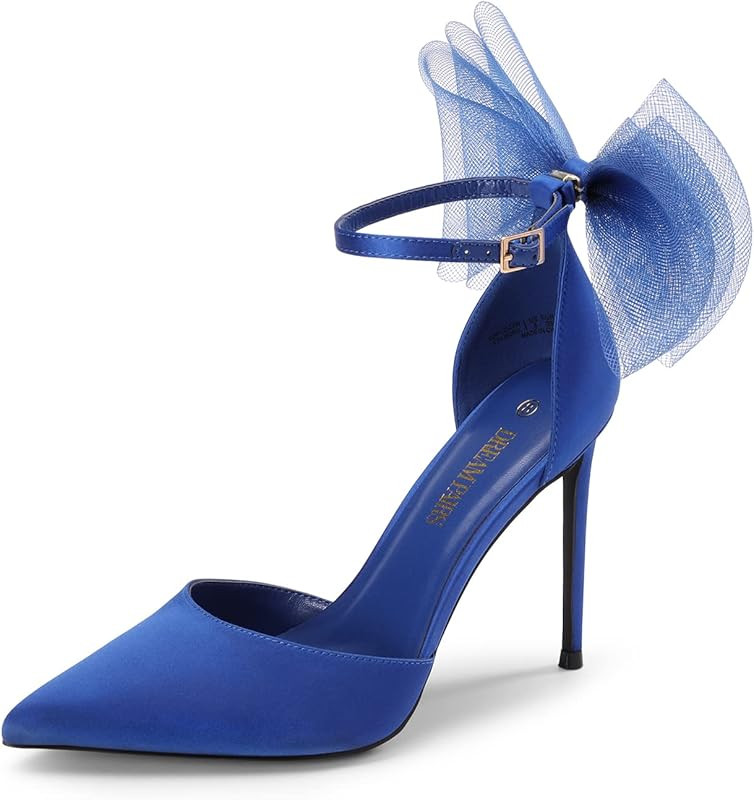 DREAM PAIRS Women's High Heels Strappy Closed Toe Stiletto Pointed Toe Mesh Bows Ankle Strap D'Or... | Amazon (US)
