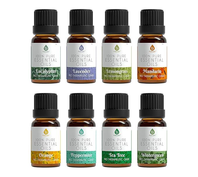 :Pursonic 100% Pure Essential Aromatherapy Oils Gift Set-8 Pack, 10ML Eucalyptus, Lavender, Lemon... | Amazon (US)