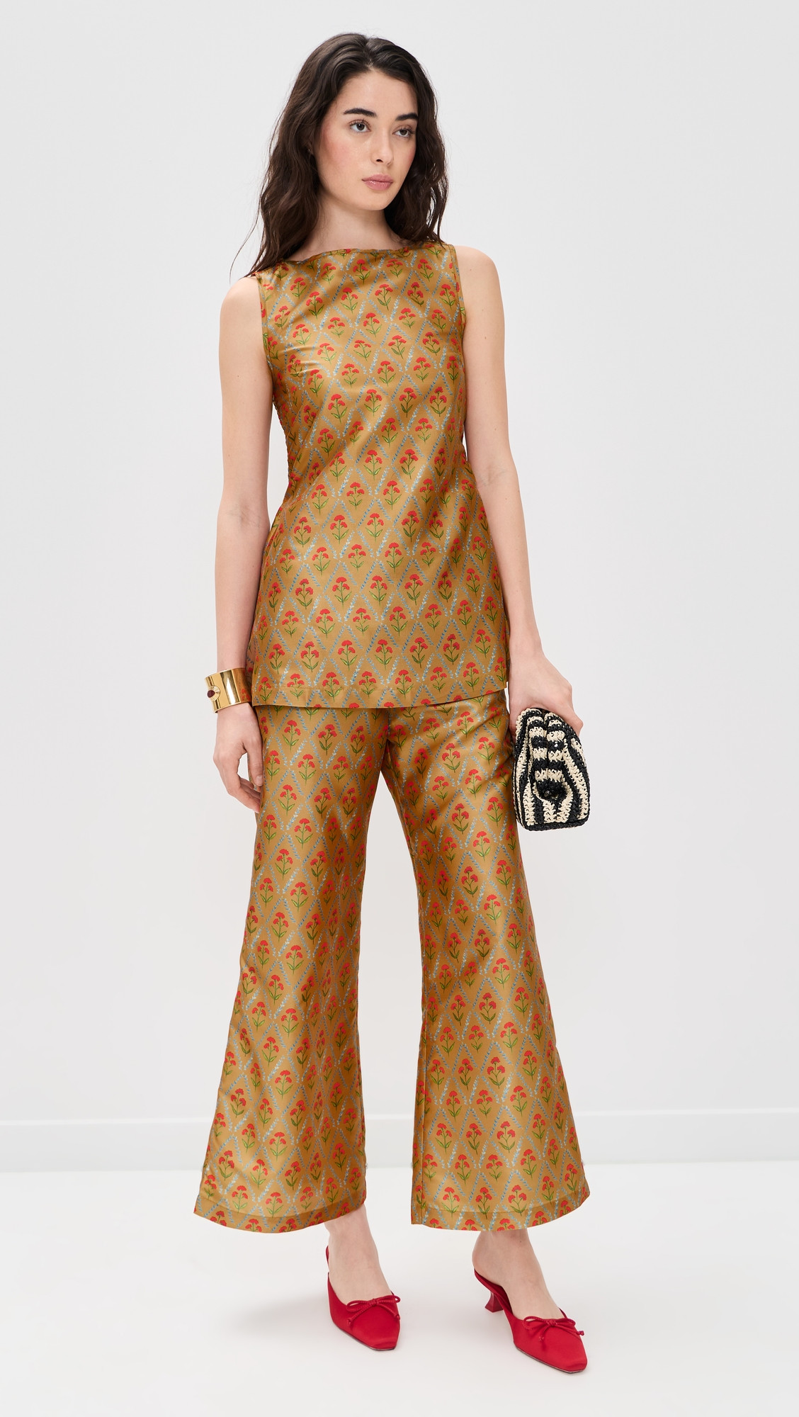 La Maregold Nicole Pants Lattice Floral Khaki L | Shopbop