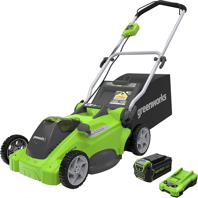 Greenworks 40V 16" Cordless Electric Lawn Mower, 4.0Ah Battery and Charger Included | Amazon (US)