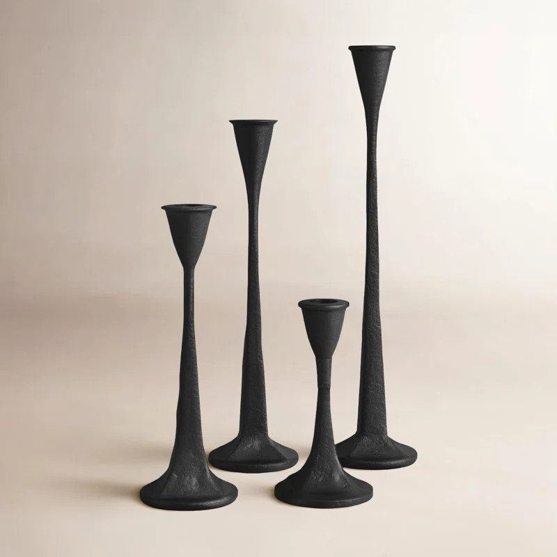 Handcrafted Cast Iron Taper Candle Holders Set of 4, 14" H | Wayfair North America