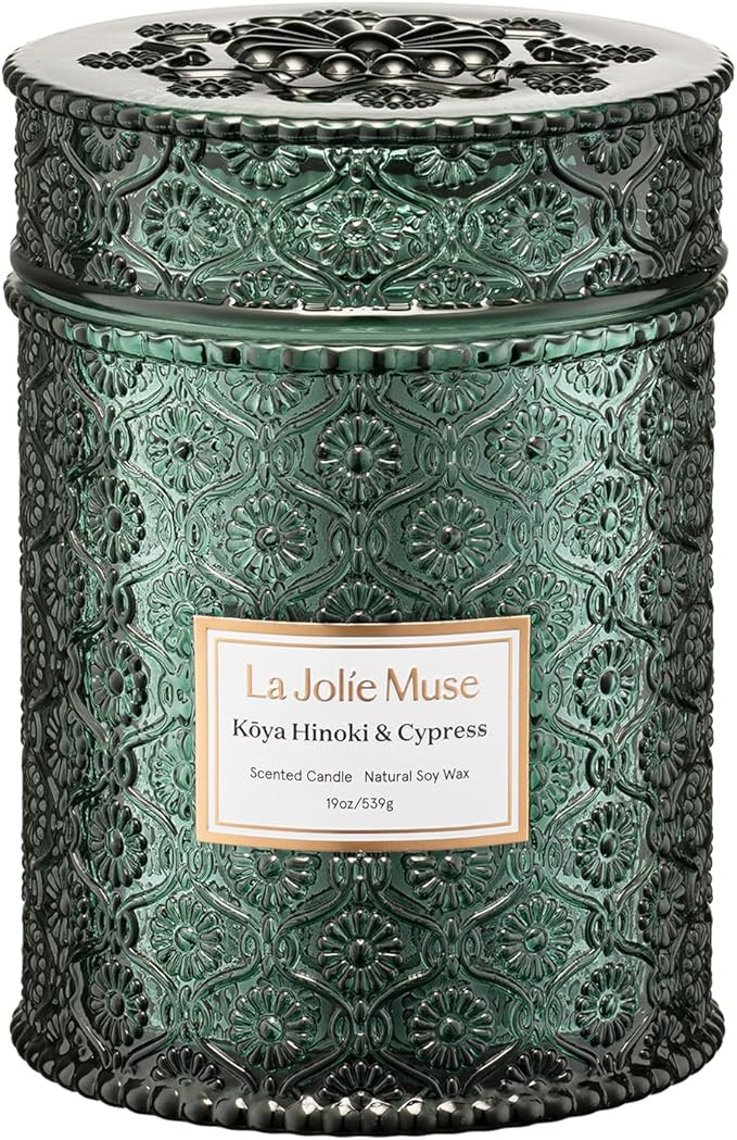 LA JOLIE MUSE Kōya Hinoki & Cypress Scented Candle – Pine, Leather & Hinoki | 19 oz Festive Ch... | Amazon (US)