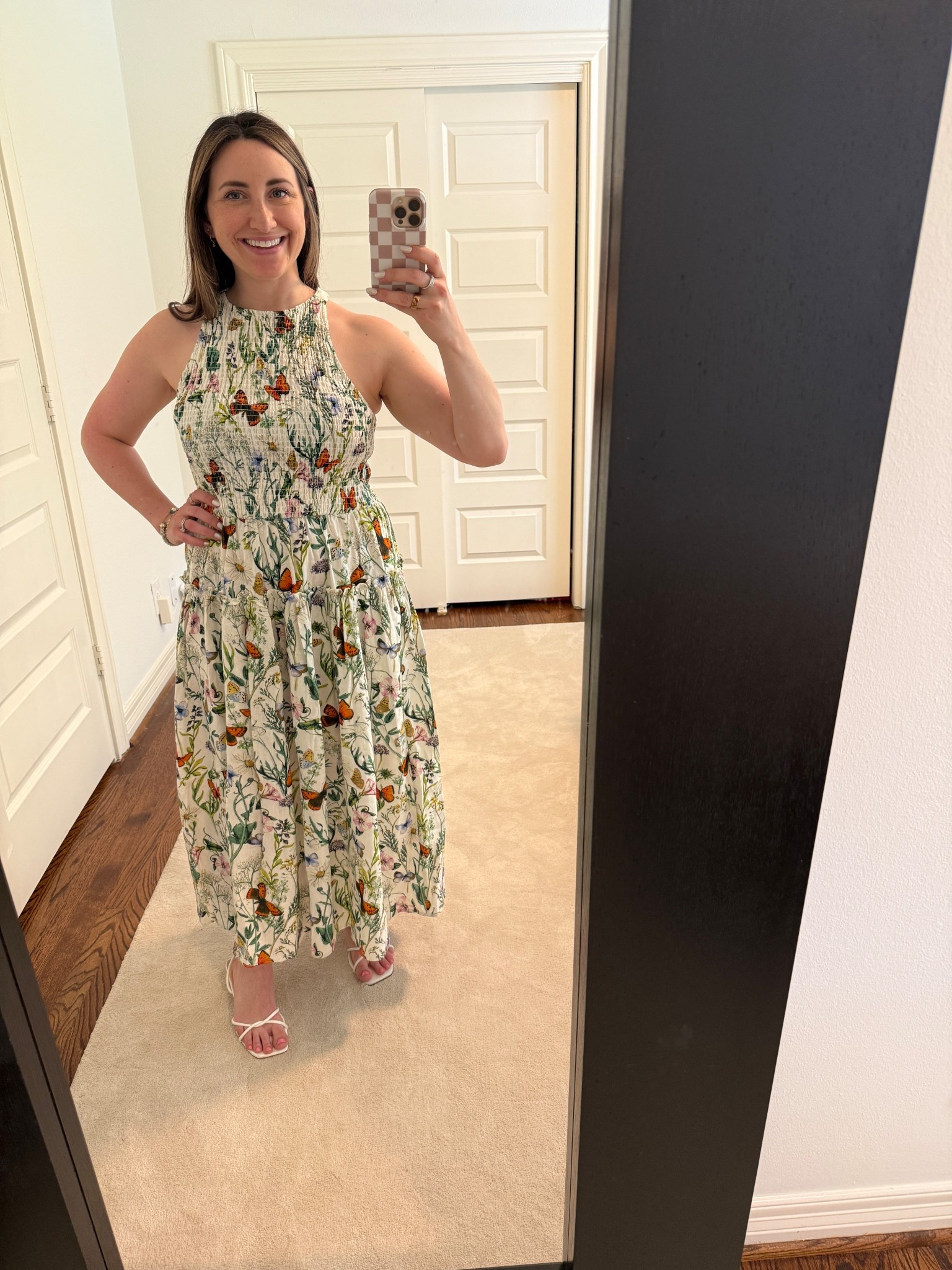 This Nordstrom rack dress is made of gorgeous, thick material and I love that you could wear it to brunch or out to dinner and it looks great for both! Super comfortable also. Wearing size 6
