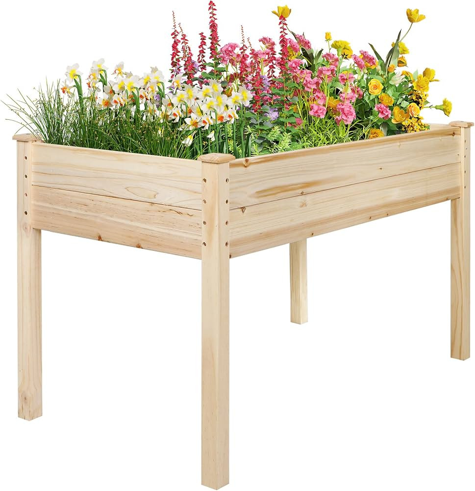Incbruce 4ft Wooden Raised Garden Bed Planter, Bolt Assembly Elevated Flower Bed Boxes Kit for Ve... | Amazon (US)