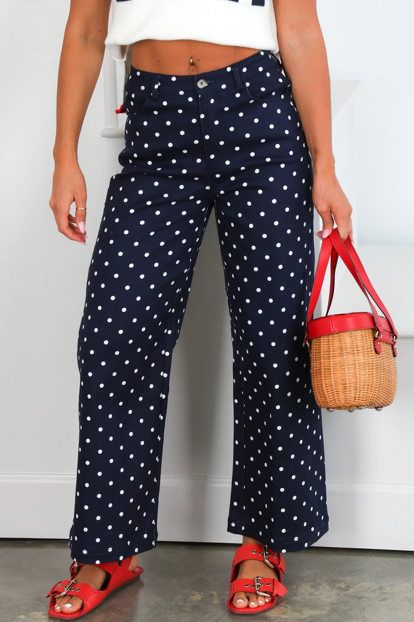Mollie Navy Sleeveless Top | The Willow Tree