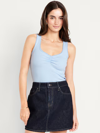 Ribbed Cinched-Front Tank Top | Old Navy (US)