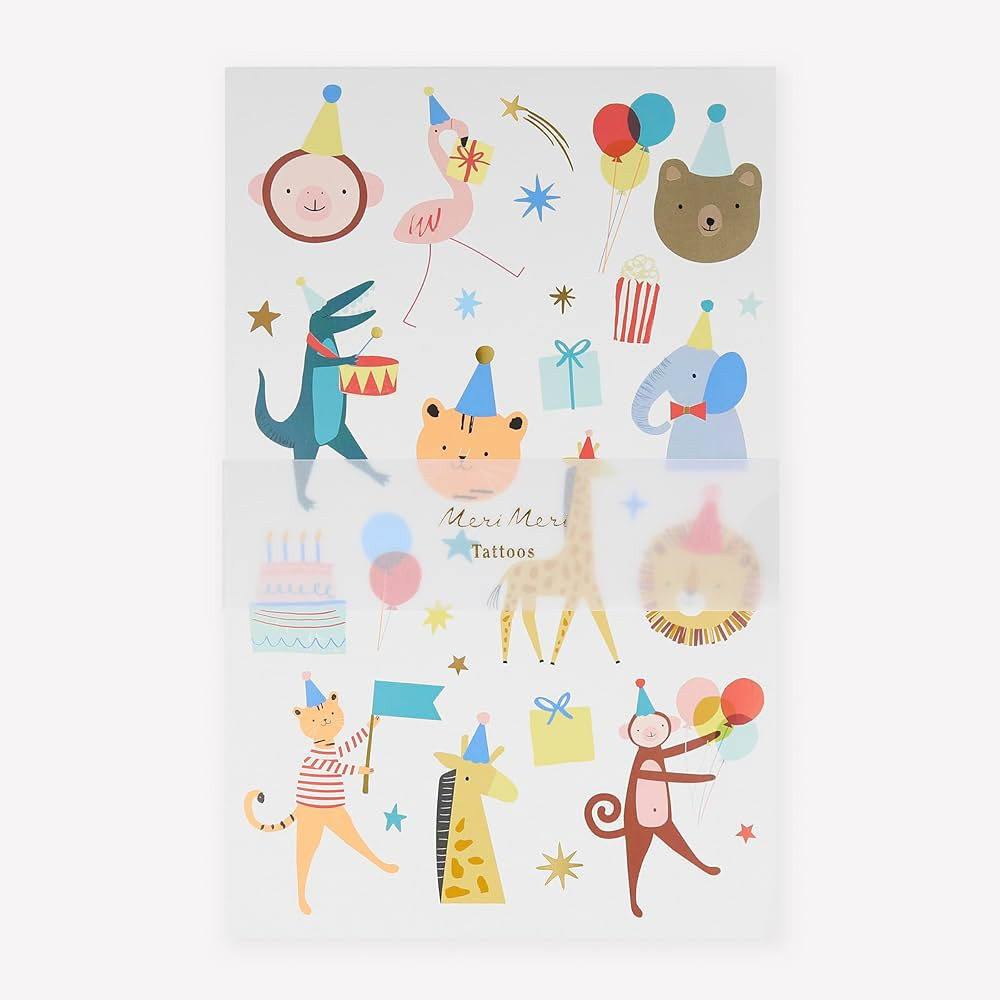 Meri Meri Animal Parade Tattoo Sheets (Pack of 2) | Amazon (US)
