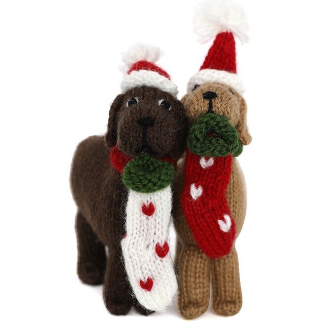 Dog with Stocking Ornament, Set of 2 | Maisonette