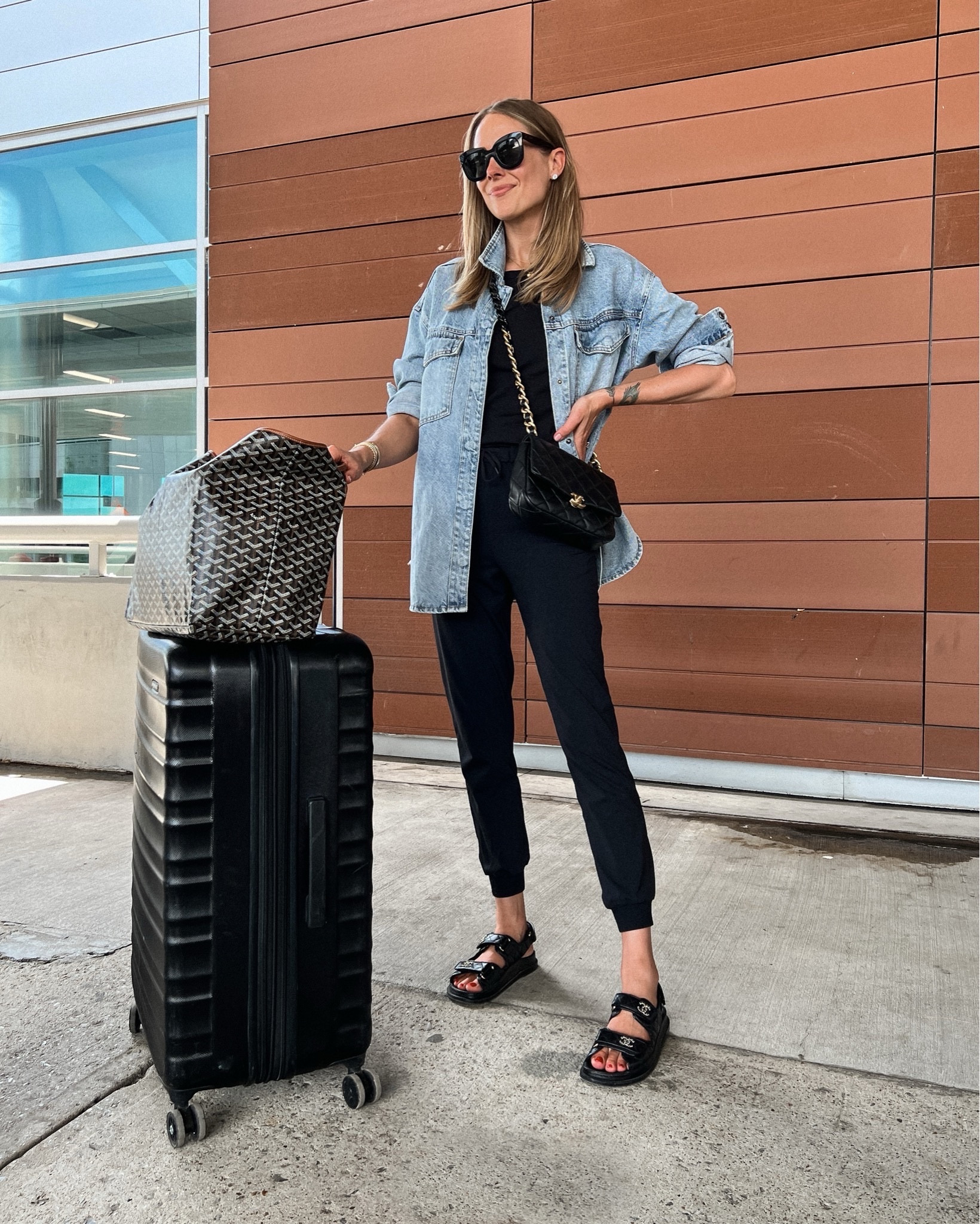 Denim shirt jacket (wearing a medium for oversized fit) 

#LTKtravel #LTKstyletip #LTKover40