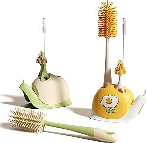 Bebamour Stand Baby Bottle Brushes for Cleaning 3 in 1 Soft Baby Bottle Brush, Teat Brush, Straw ... | Amazon (UK)