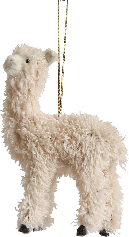 Creative Co-Op Furry Llama Ornament, Cream for Christmas | Amazon (US)