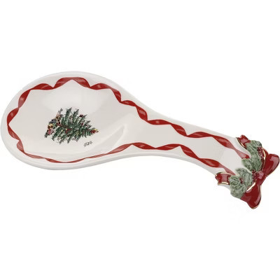 Spode Christmas Tree Ribbons Spoon Rest, 9.25" Festive Holiday Cooking Utensil Holder, Fine Earthenware - Dishwasher Safe, Christmas Kitchen Décor | Target