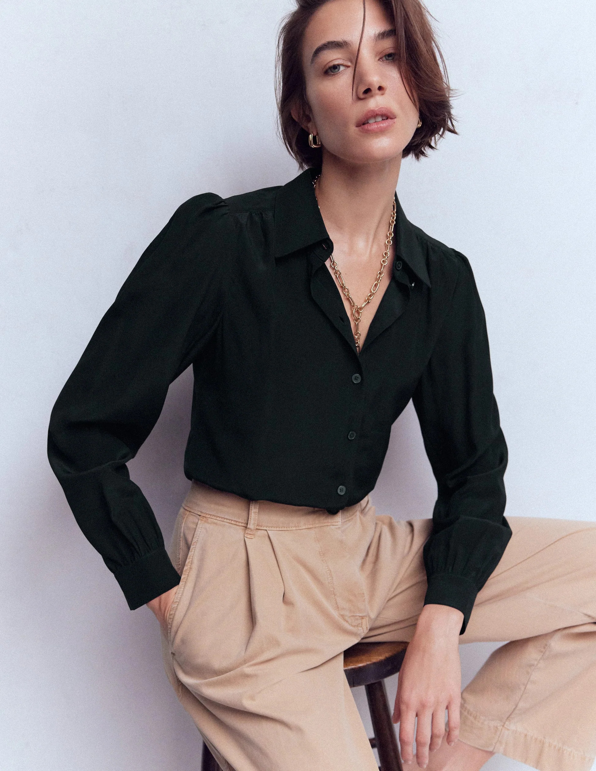 Sara Silk Shirt-Black | Boden (US)