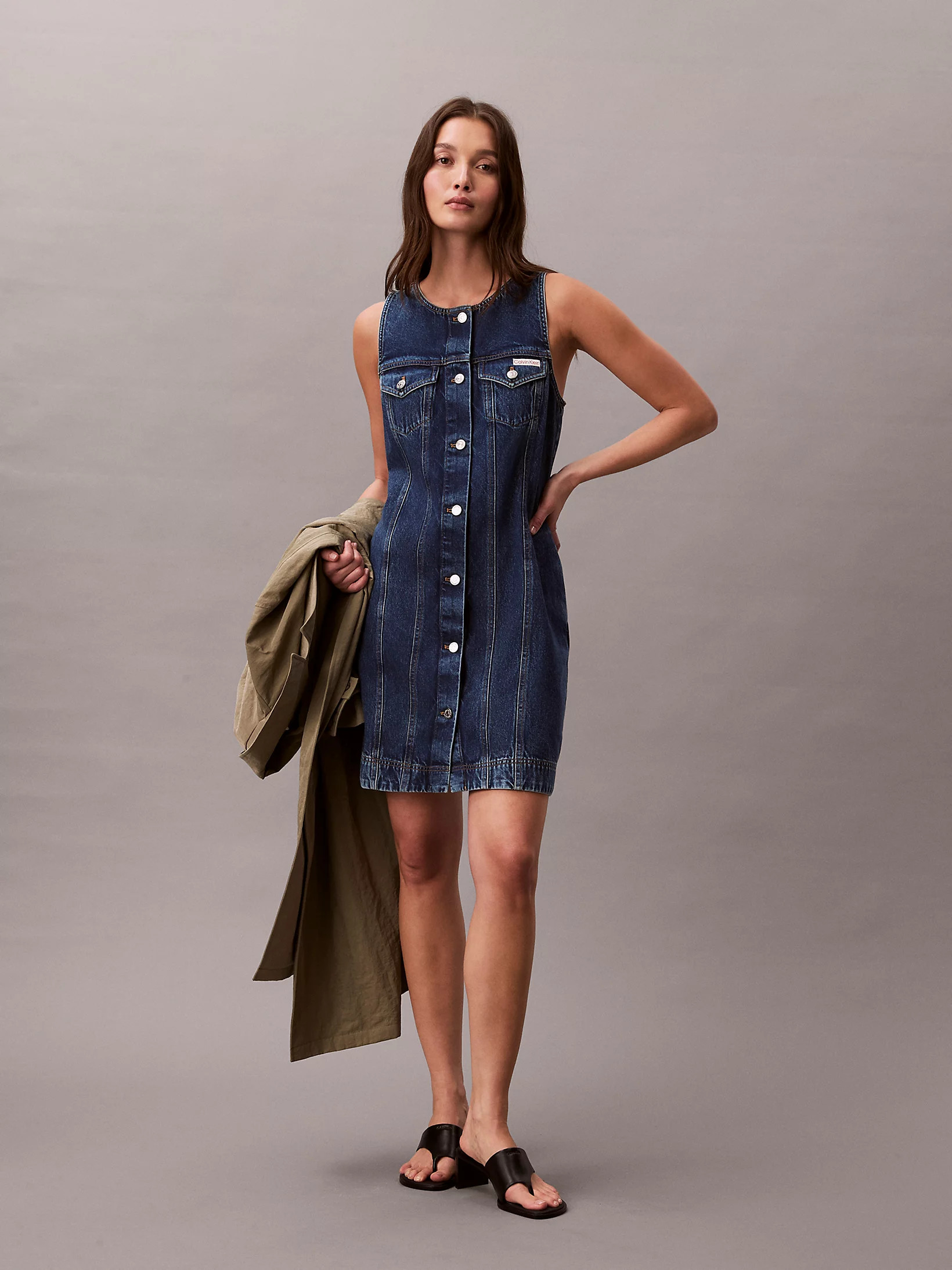 Sleeveless Denim Trucker Dress Calvin Klein® | LV047F761G0LX | Calvin Klein UK
