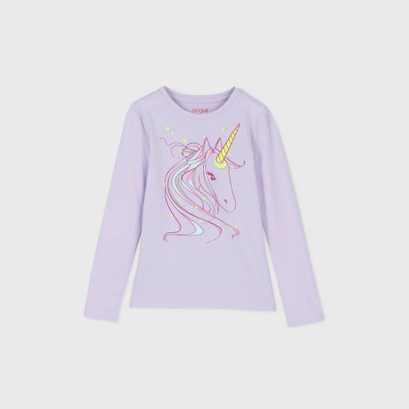 Girls' Long Sleeve Unicorn Graphic T-Shirt - Cat & Jack™ Violet | Target
