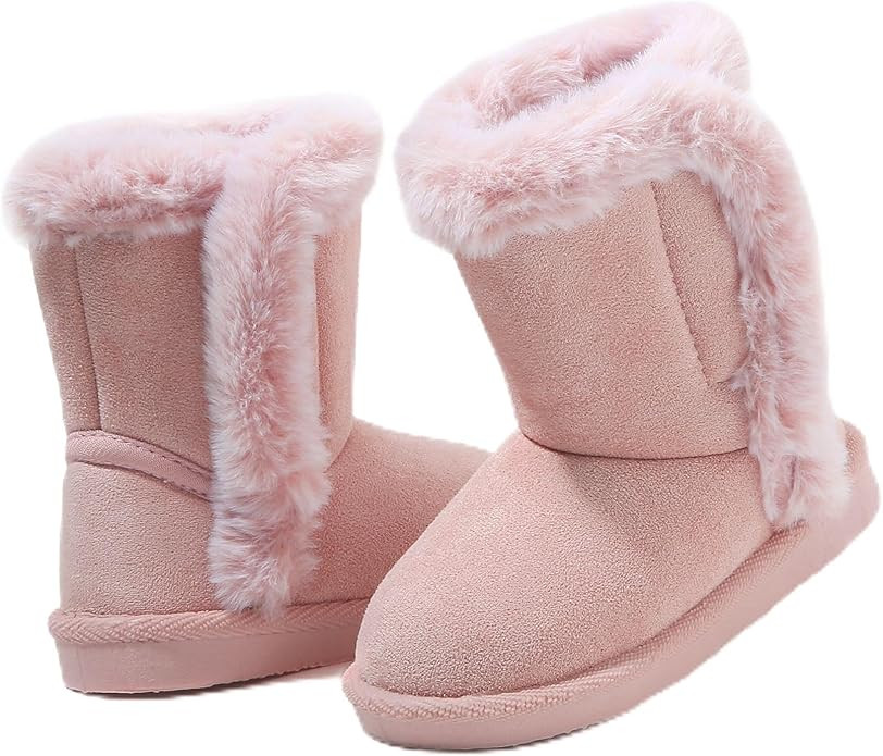 LONSOEN Kids Girls Boys Winter Warm Boots Suede Lightweight Faux Fur Lined Mid Calf Snow Boots fo... | Amazon (US)