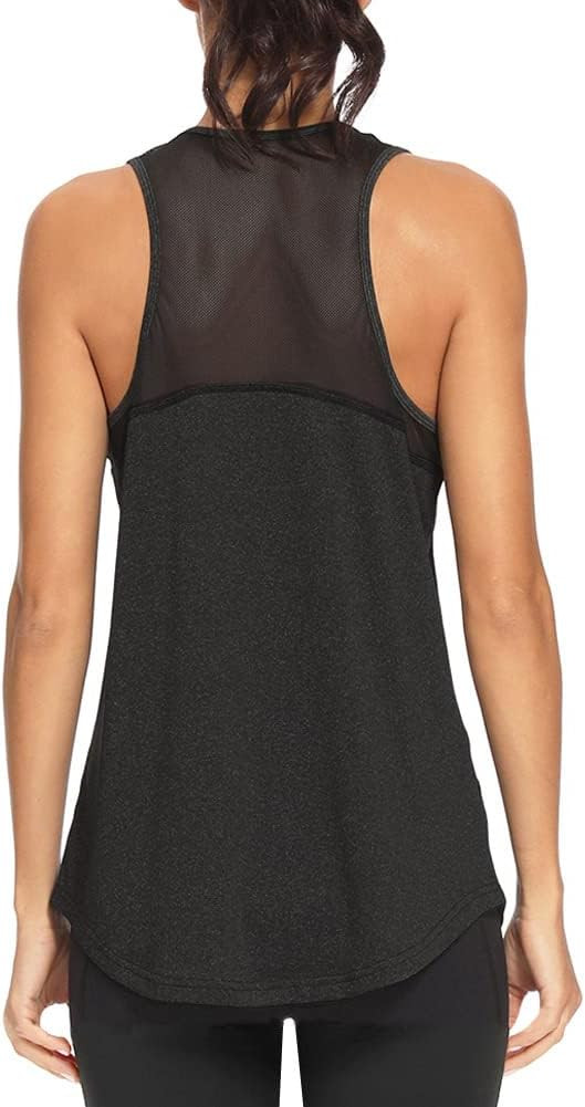 Quccefods Workout Tank Tops for Women Sleeveless Athletic Yoga Shirts Mesh Racerback Tank Tops Gy... | Amazon (US)