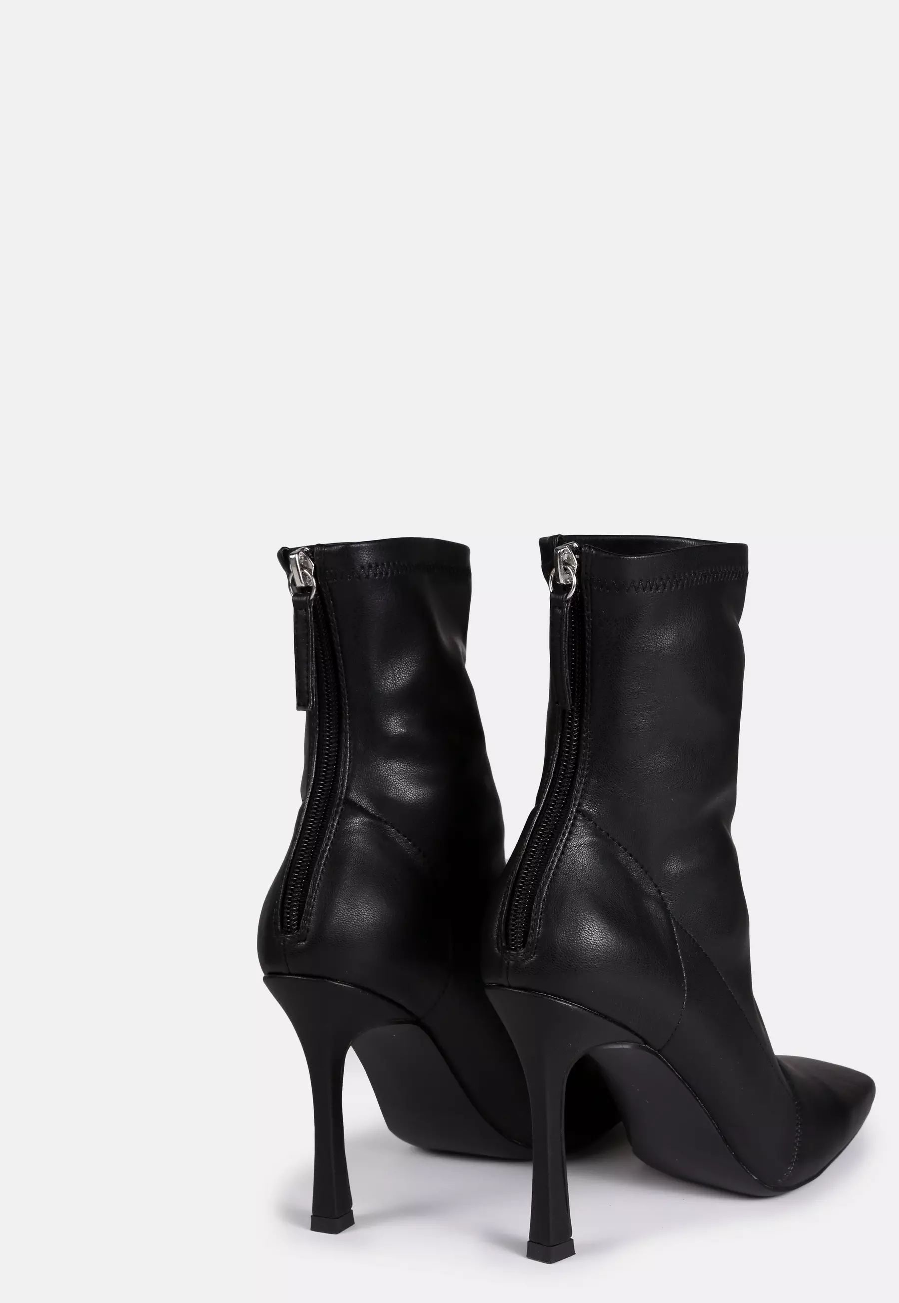 Black Square Toe High Heel Ankle Boots | Missguided (US & CA)